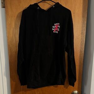 Anti Social Social Club Black Sweater with Pink Logo